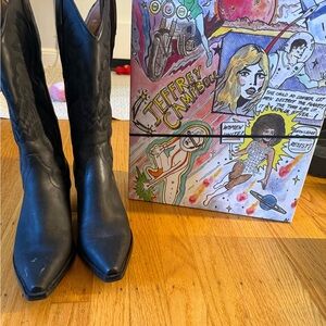 Jeffrey Campbell Black Heeled Cowboy Boots
